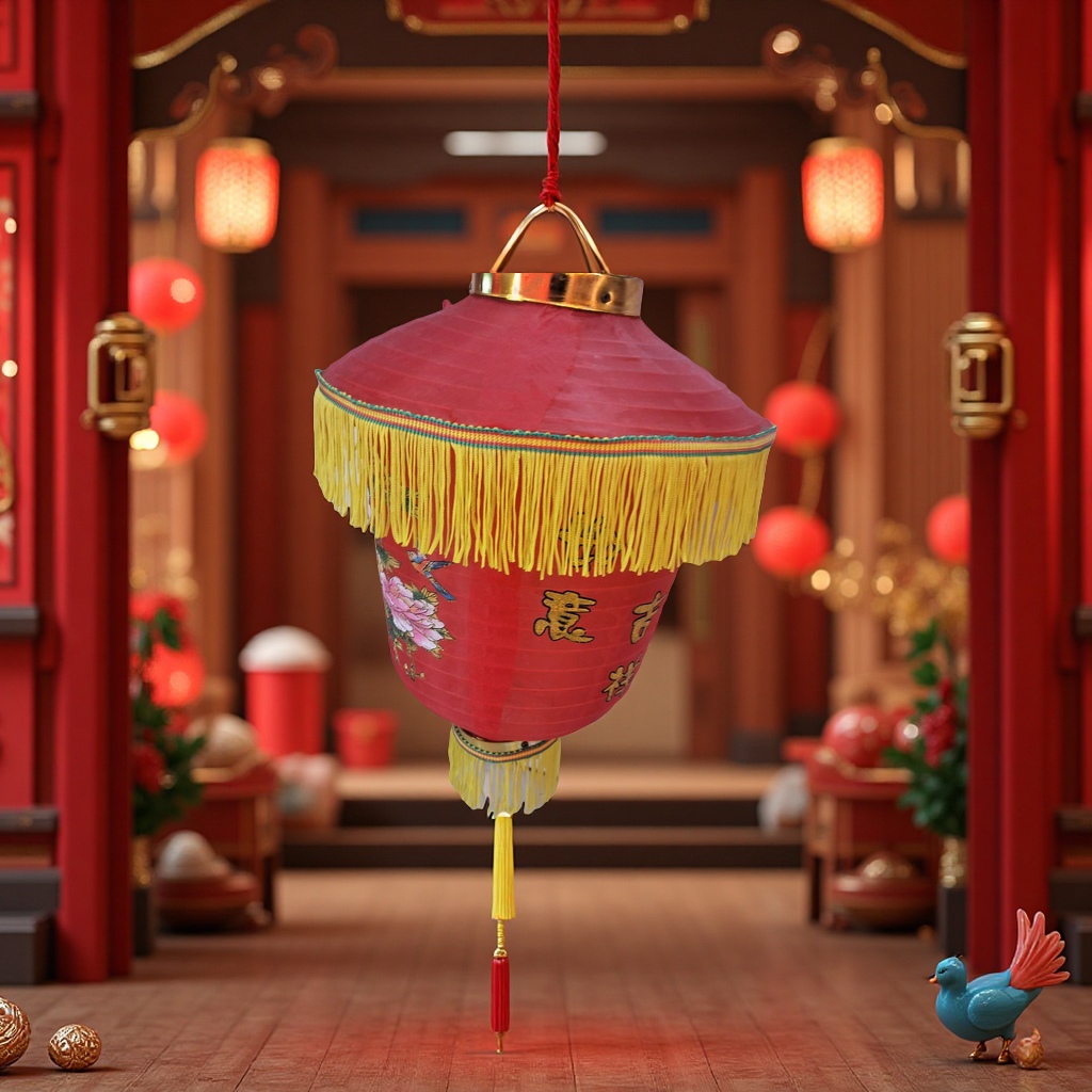 12寸花鸟花灯 彩绘手工灯笼节日装饰家居摆件温馨氛围灯笼工艺品