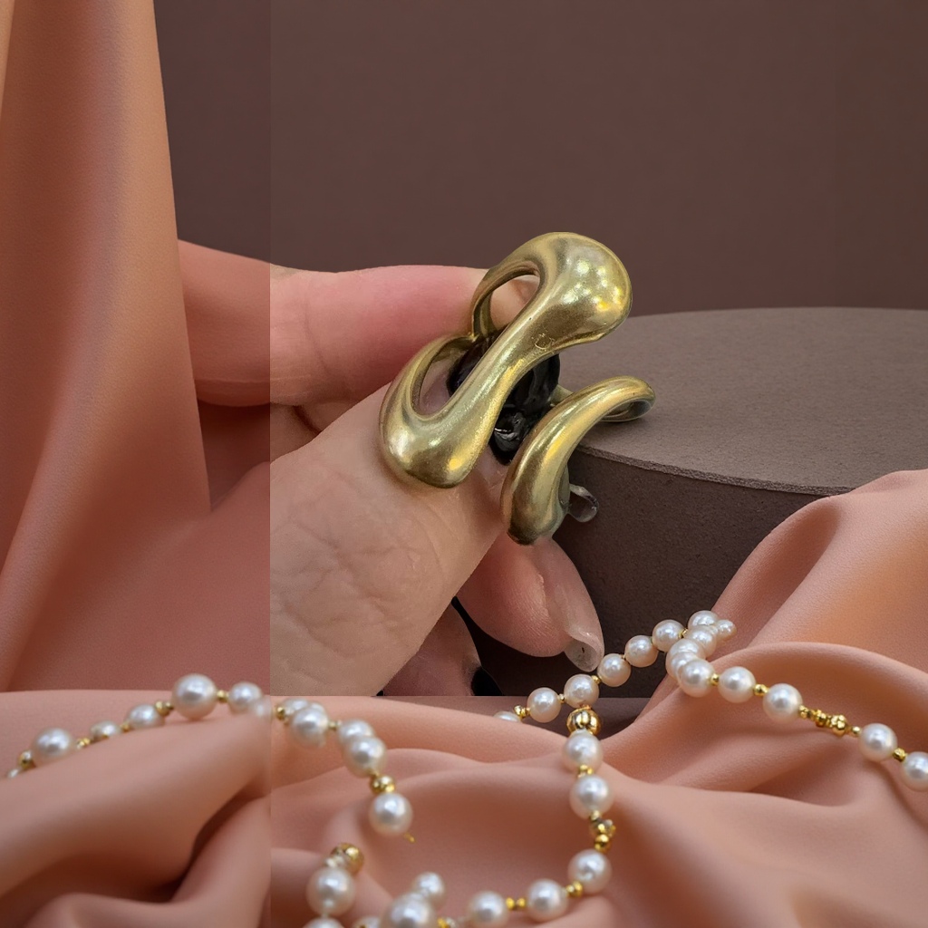 Eco-friendly brass irregular opening ring, fashionable, simple, individual and trendy accessory, suitable for both men and women as a gift Specification image