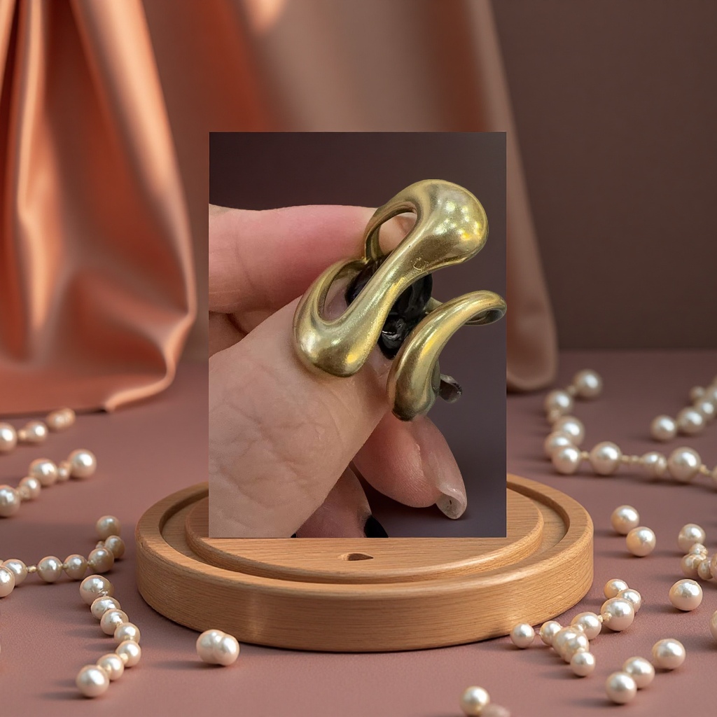 Eco-friendly brass irregular opening ring, fashionable, simple, individual and trendy accessory, suitable for both men and women as a gift details Picture
