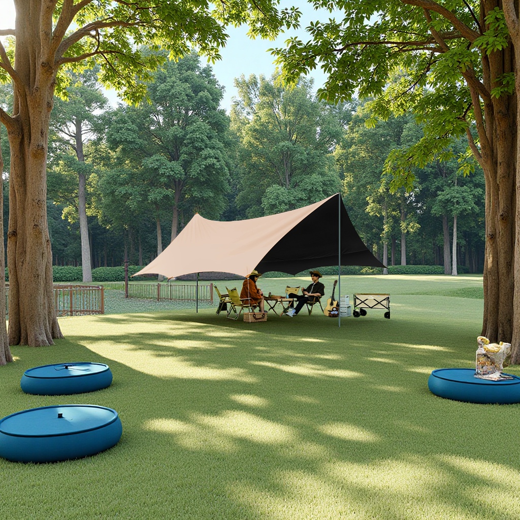 户外黑胶天幕冷棚露营遮阳防晒加厚防雨野营雨棚雨伞多功能防晒天幕