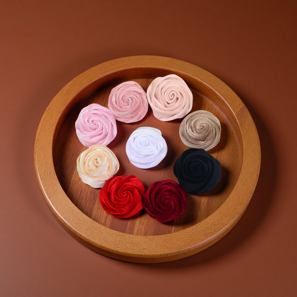 秋冬丝绒布艺立体玫瑰花朵DIY手工发夹毛绒头花胸花服饰配件