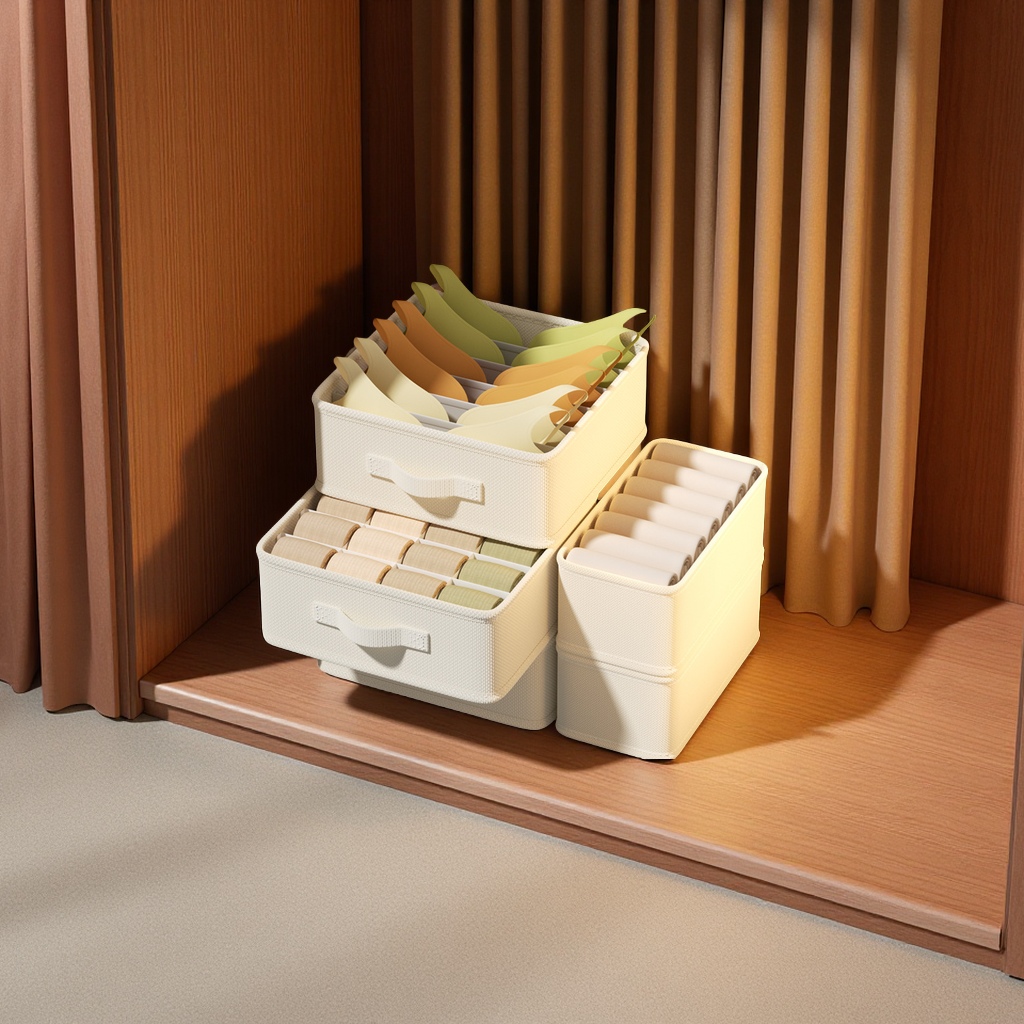 天山棉麻内衣内裤收纳盒抽屉式三合一整理箱衣柜分格文胸袜子收纳神器