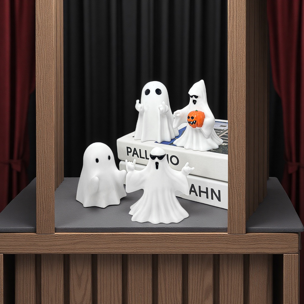 亚马逊新款跨境Middle finger可爱幽灵万圣节中指爱心摆件玩具创意装饰礼品