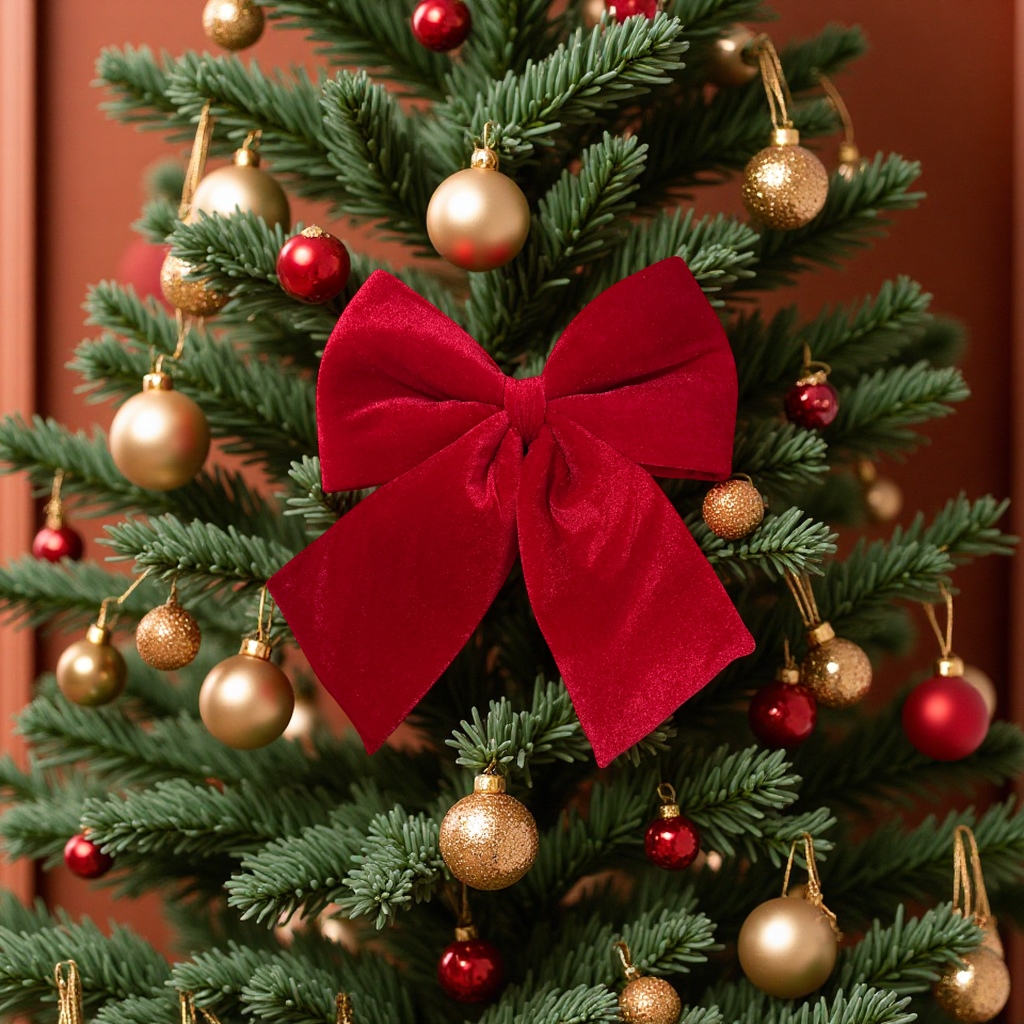 绒布蝴蝶结圣诞装饰品手工挂饰节日布艺装饰品家居布置礼物家庭室内装饰 室外装饰 衣服配件