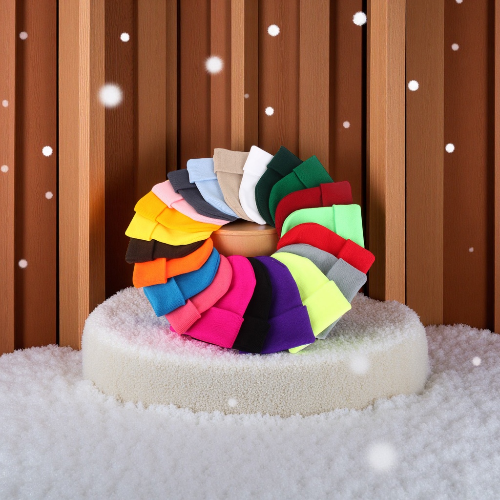 Amazon fluorescent acrylic woolen hats for couples, autumn and winter knitted pullovers, candy-colored adult hats, fashionable and warm Item Picture