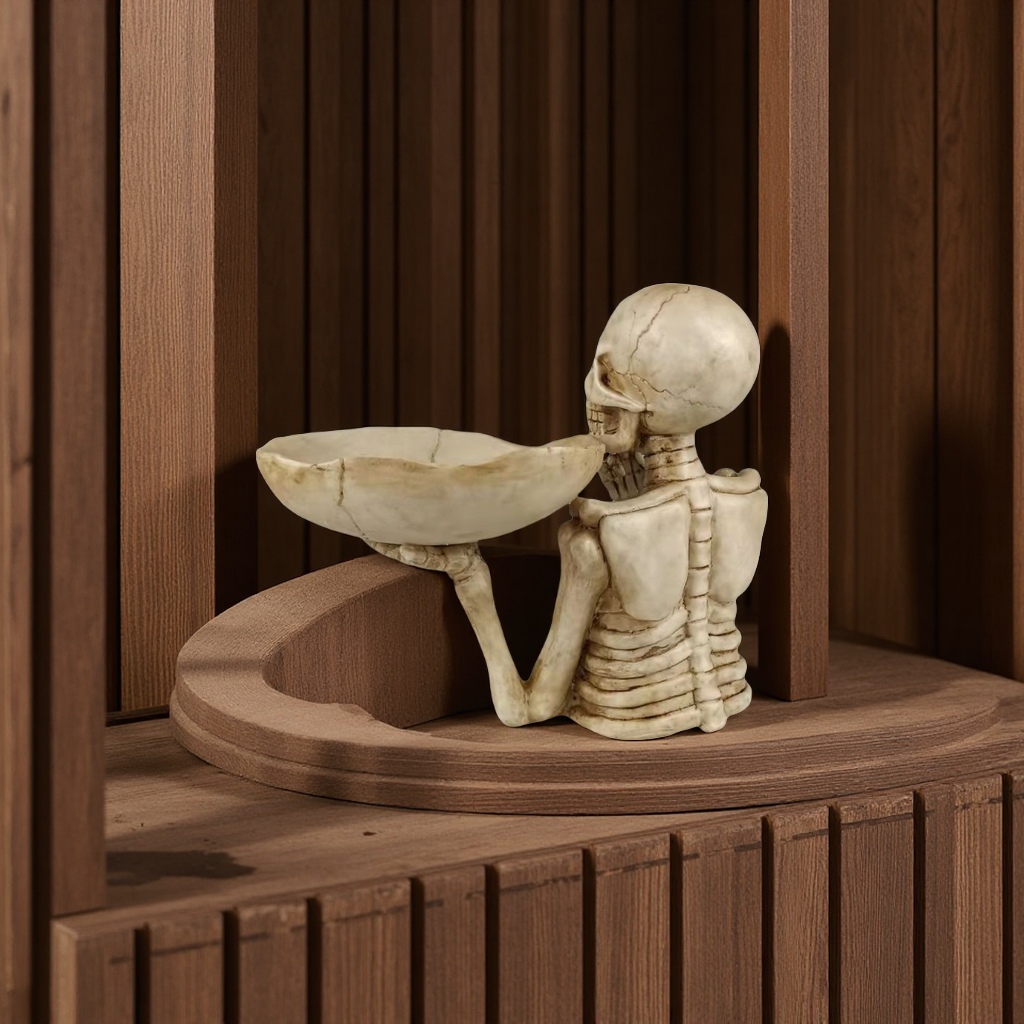 Cross-border best-selling skull-decorated, personalized punk-style resin handicrafts, home key storage trays, entrance foyer ornaments details Picture