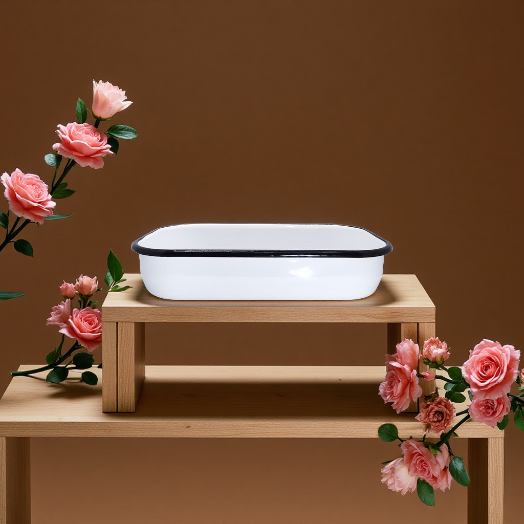 Anycook加厚搪瓷方盘沙拉烤盘家用烧烤托盘搪瓷烤盘耐热耐用厨房餐具