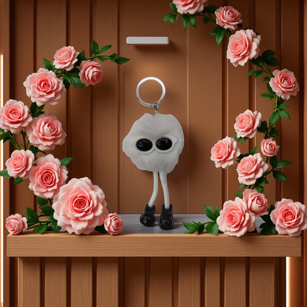 Plush coal ball keychain pendant, bag accessory Specification image