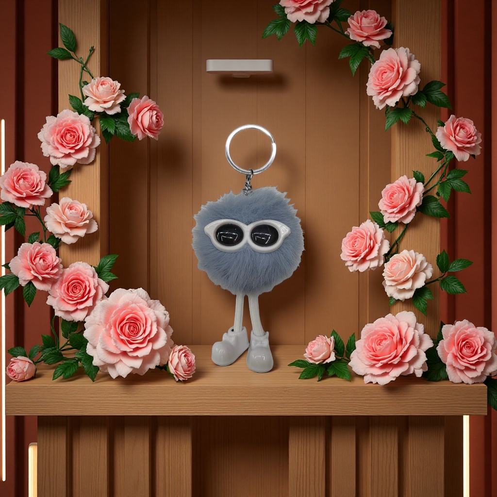 Plush coal ball keychain pendant, bag accessory Item Picture
