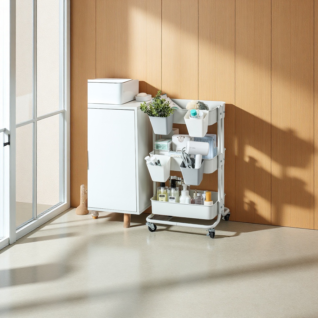 壁挂塑料收纳盒家用推车小挂篮宿舍床边置物架厨房收纳筐多功能整理篮