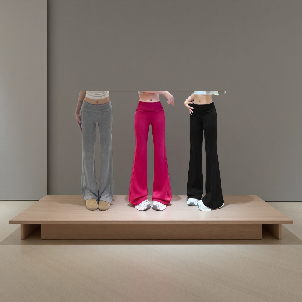 Grey flared flared pants for women in summer, thin, drape and nude cloud pants, petite slimming and form-fitting casual sportswear pants details Picture