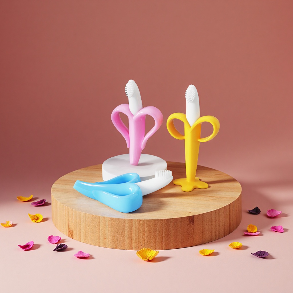 热销香蕉婴儿硅胶牙胶带吸盘咬胶磨牙棒食品级咬咬乐磨牙器详情图3