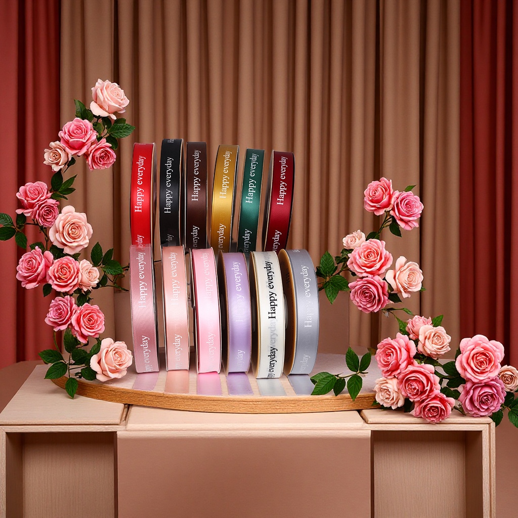 厂家定制彩色涤纶鲜花罗纹带烘焙蛋糕盒包装束带婚庆礼盒装饰织带