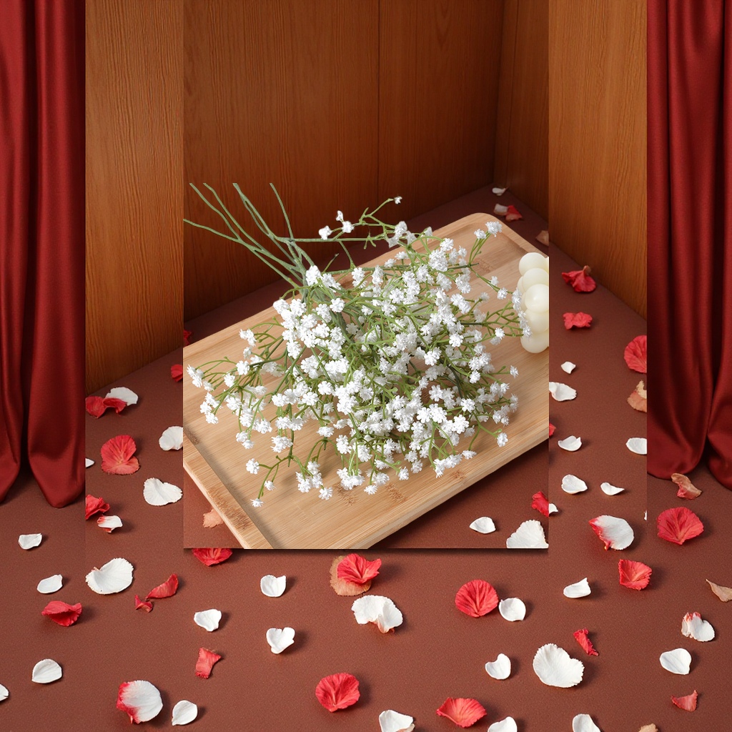 满天星仿真花手感软胶单支婚礼装饰人造花礼盒婚礼布置用品