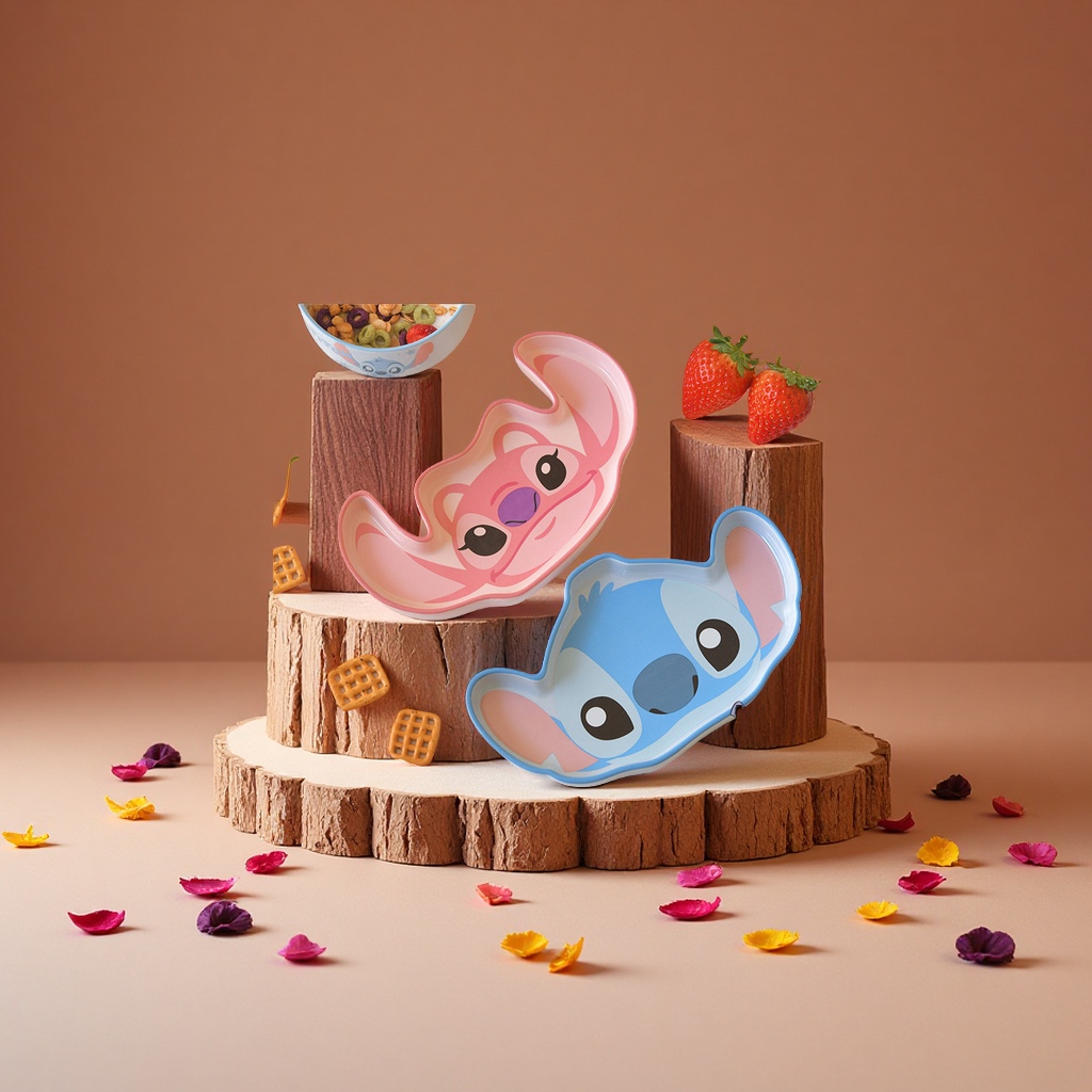 史迪仔家用卡通正版授权9寸造型盘异形陶瓷餐碟萌趣不规则餐盘儿童餐具