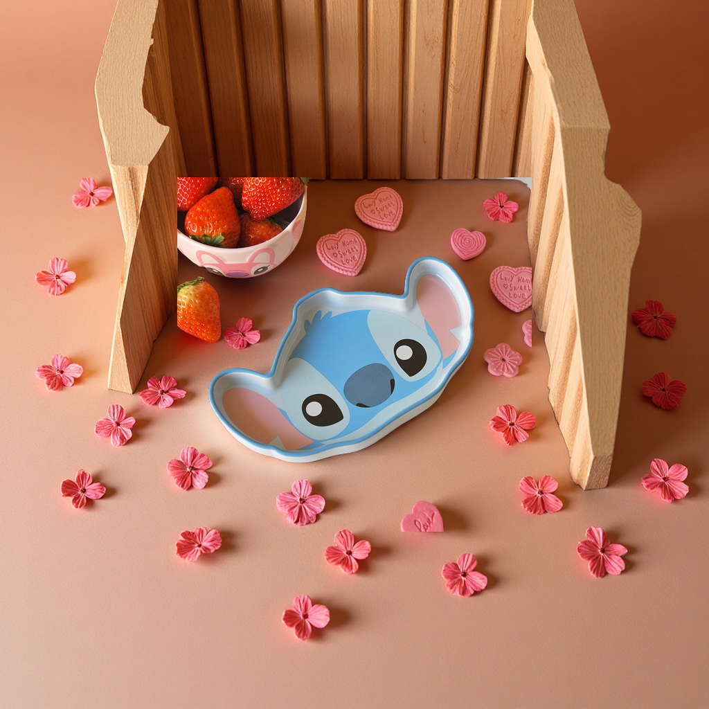 The official authorized 9-inch shaped plate, irregular-shaped ceramic dinner plate, cute and fun irregular dinner plate, children's tableware from Stitch Home Cartoon Specification image