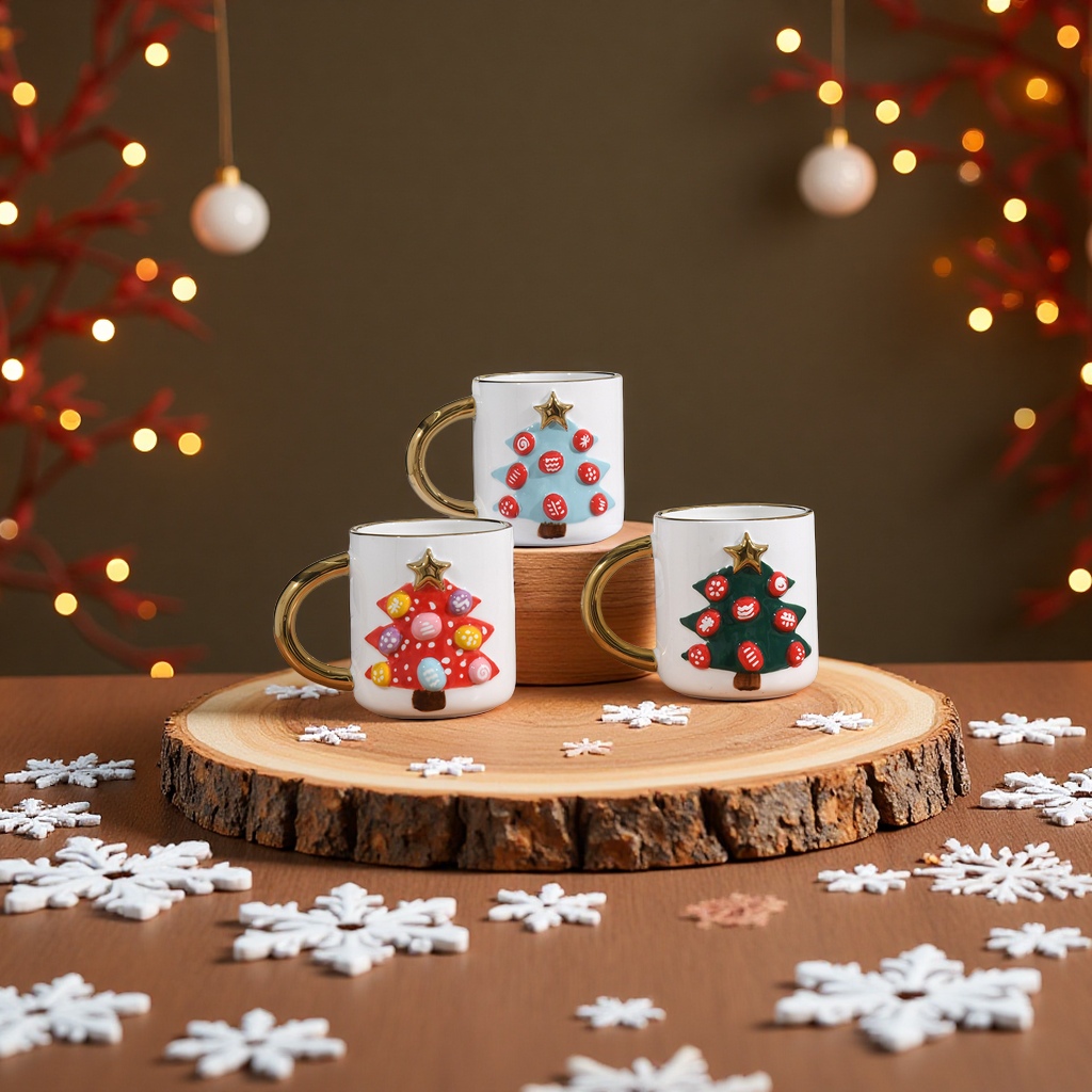 卡通陶瓷马克杯圣诞节水杯大容量家用早餐茶杯批发喝水杯创意陶瓷杯