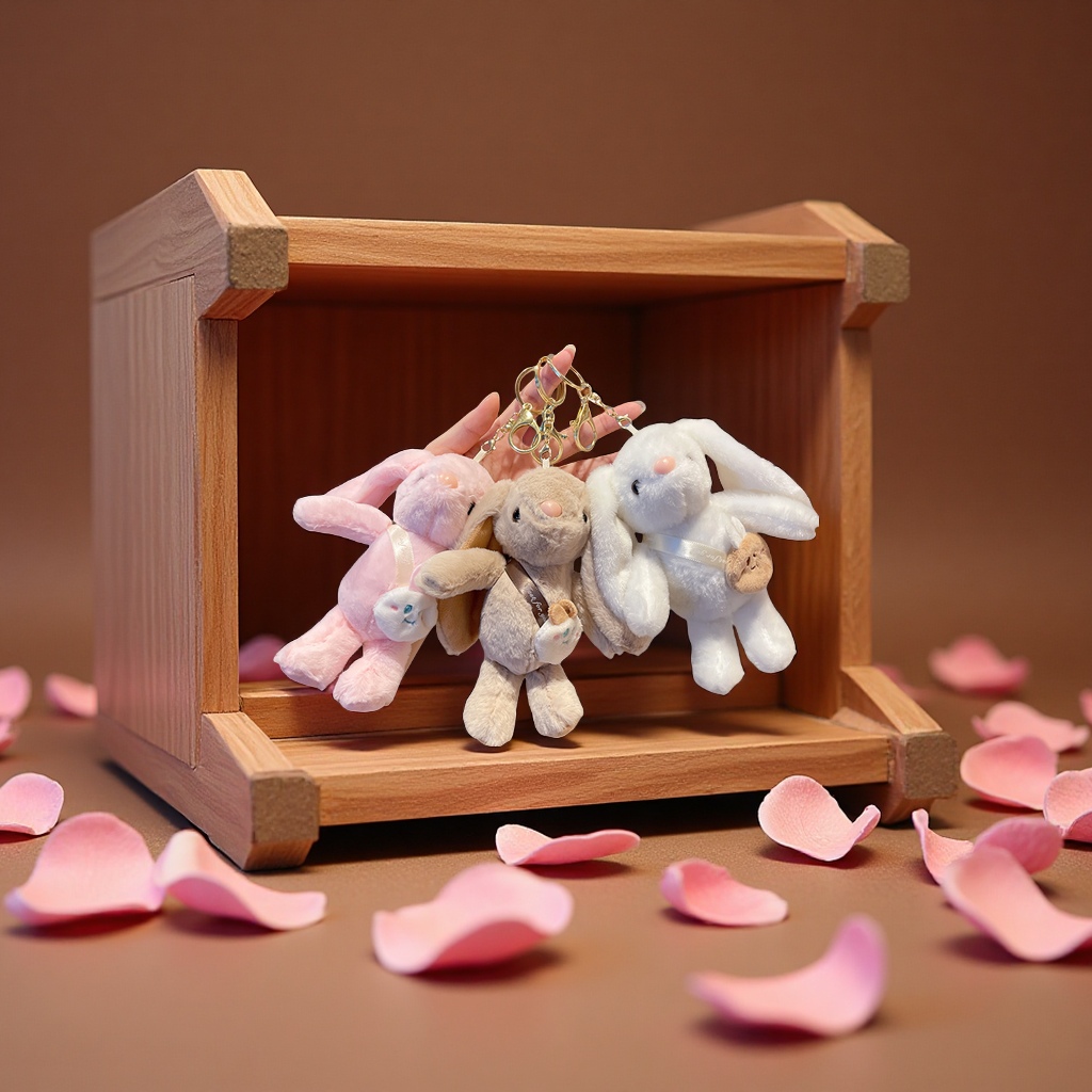 抖音兔子毛绒挂件抓机娃娃批发卡通钥匙扣地摊玩偶毛绒公仔玩具