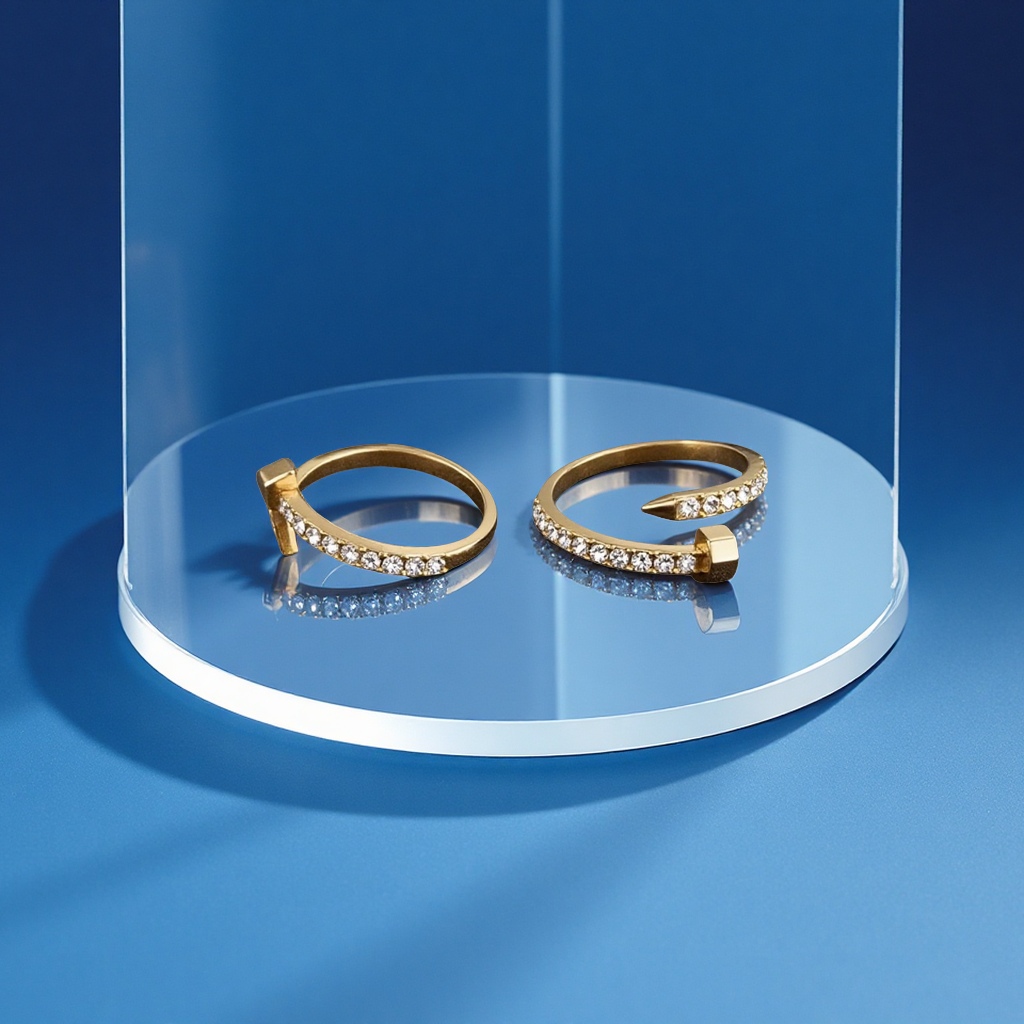 欧美时尚ins钛钢排钻开口戒指个性设计简约潮流戒指饰品