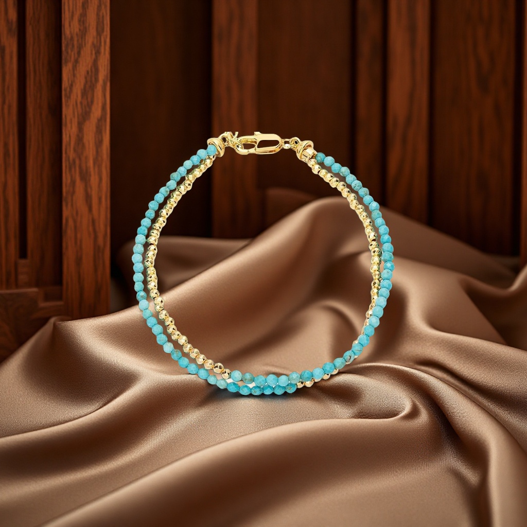 欧美简约百搭复古气质手链黄铜镀18K金天然石通勤时尚饰品