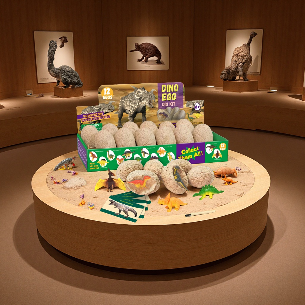 考古恐龙蛋套装儿童益智玩具男孩霸王龙仿真化石挖掘盲盒工艺品