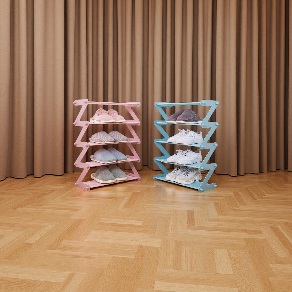 热销简易五层拼装鞋架Z型布艺防尘家用收纳鞋架厂家批发鞋子收纳盒