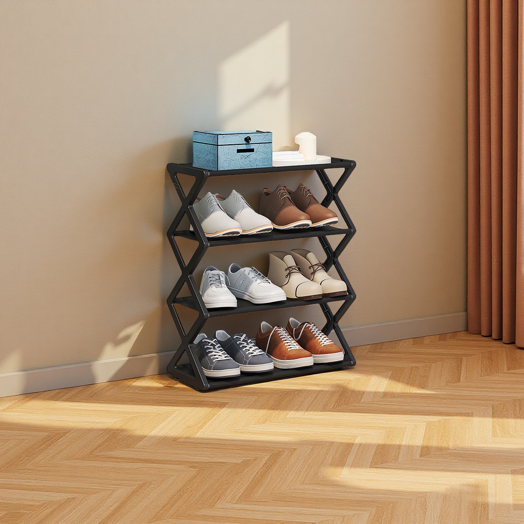 巴西热销简易款小号X型布艺防尘鞋架家用收纳鞋柜组装置物架鞋柜整理架