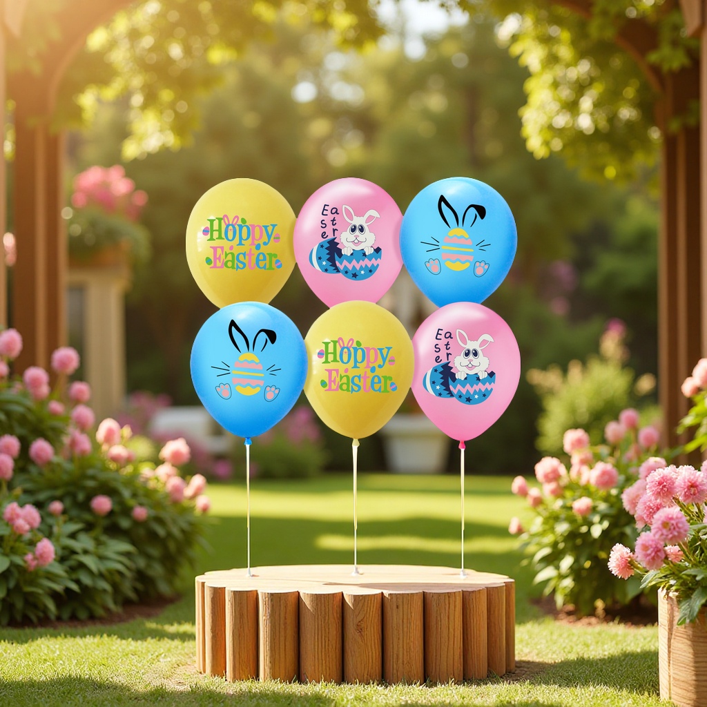 跨境12寸兔子彩蛋乳胶气球复活节派对装饰气球布置气球节日气氛用品