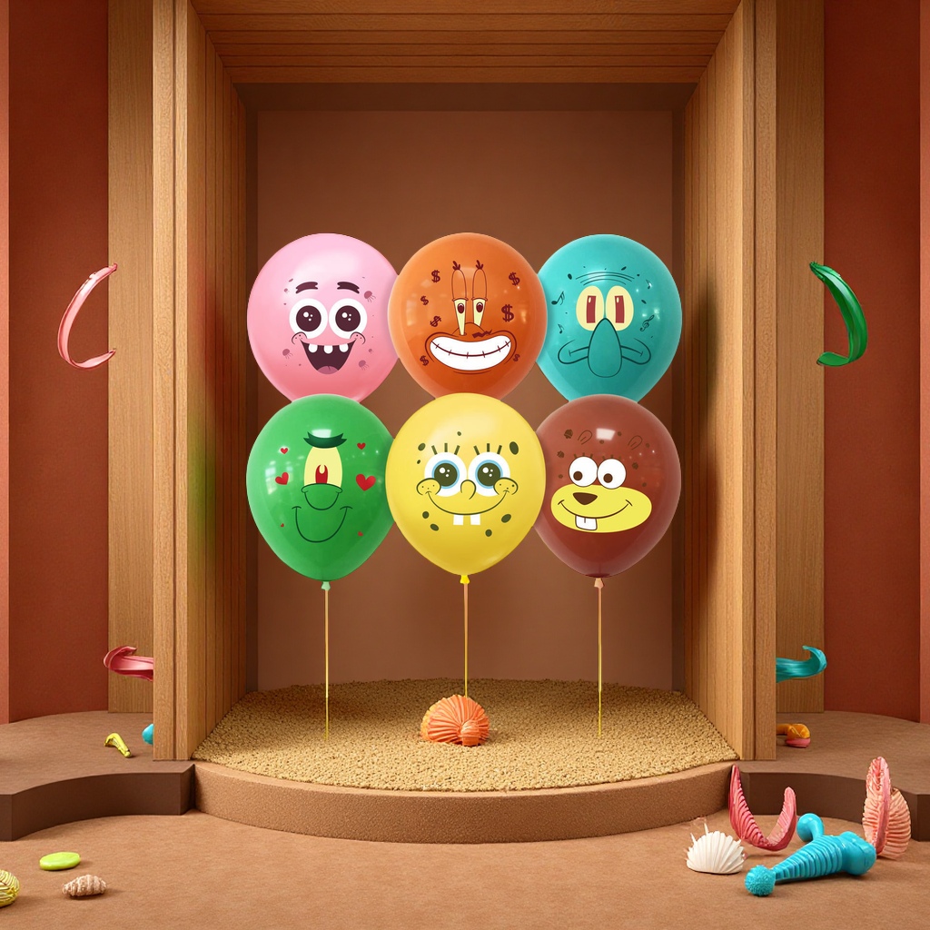 跨境热销12寸海绵宝宝乳胶气球海绵宝宝主题派对装饰气球生日气氛布置