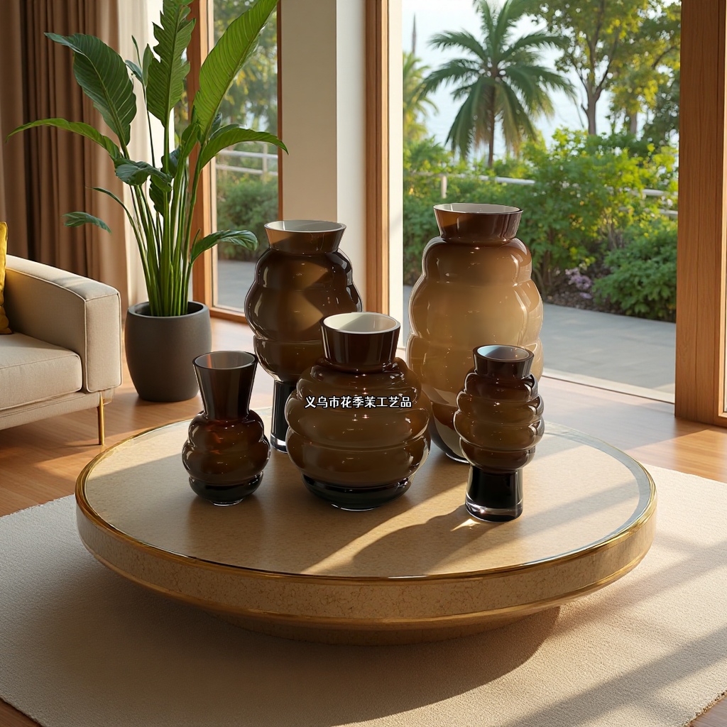 HJM法式复古创意螺纹玻璃花瓶家居客厅酒店餐厅插花装饰品摆件