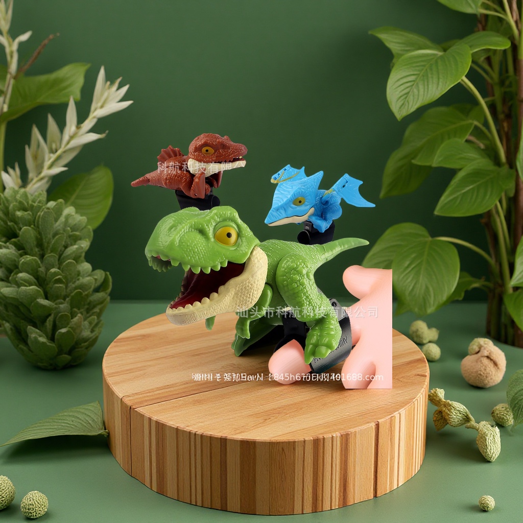 跨境新款手指恐龙玩具霸王龙翼龙仿真恐龙手指模型金刚狼剑龙趣味玩具儿童礼物