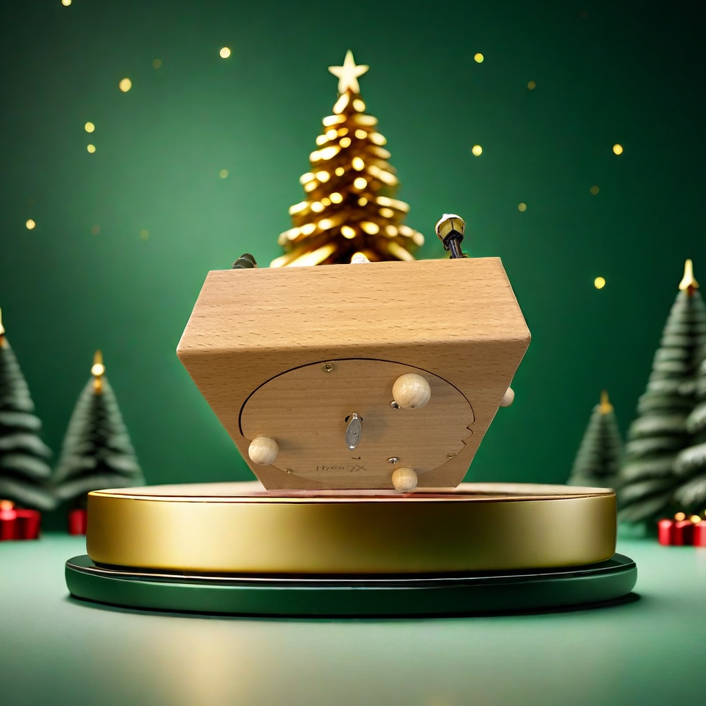 Christmas music box, handcrafted wooden rotating music box, Christmas gift, festival decoration, Christmas tree music box, gift item Item Picture