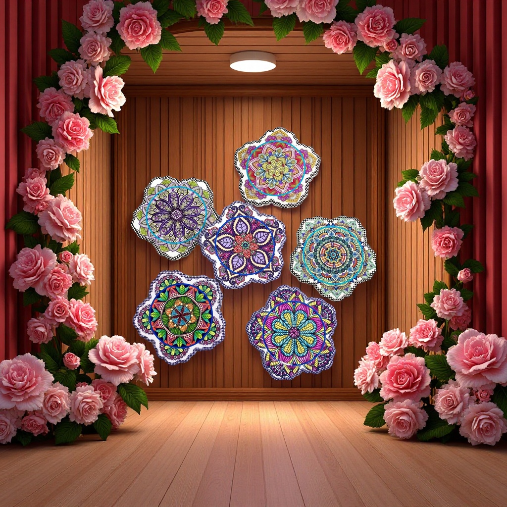 手勾花陶瓷杯垫餐垫冰箱贴工艺品创意家居装饰陶瓷工艺品礼品