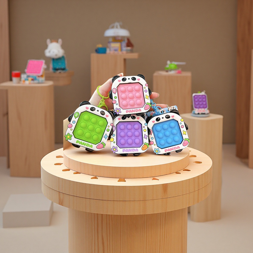 Creative and cute panda, stress-relieving bubbles, keychains, student schoolbags, pendants, toys, gifts, wholesale keys, accessories details Picture