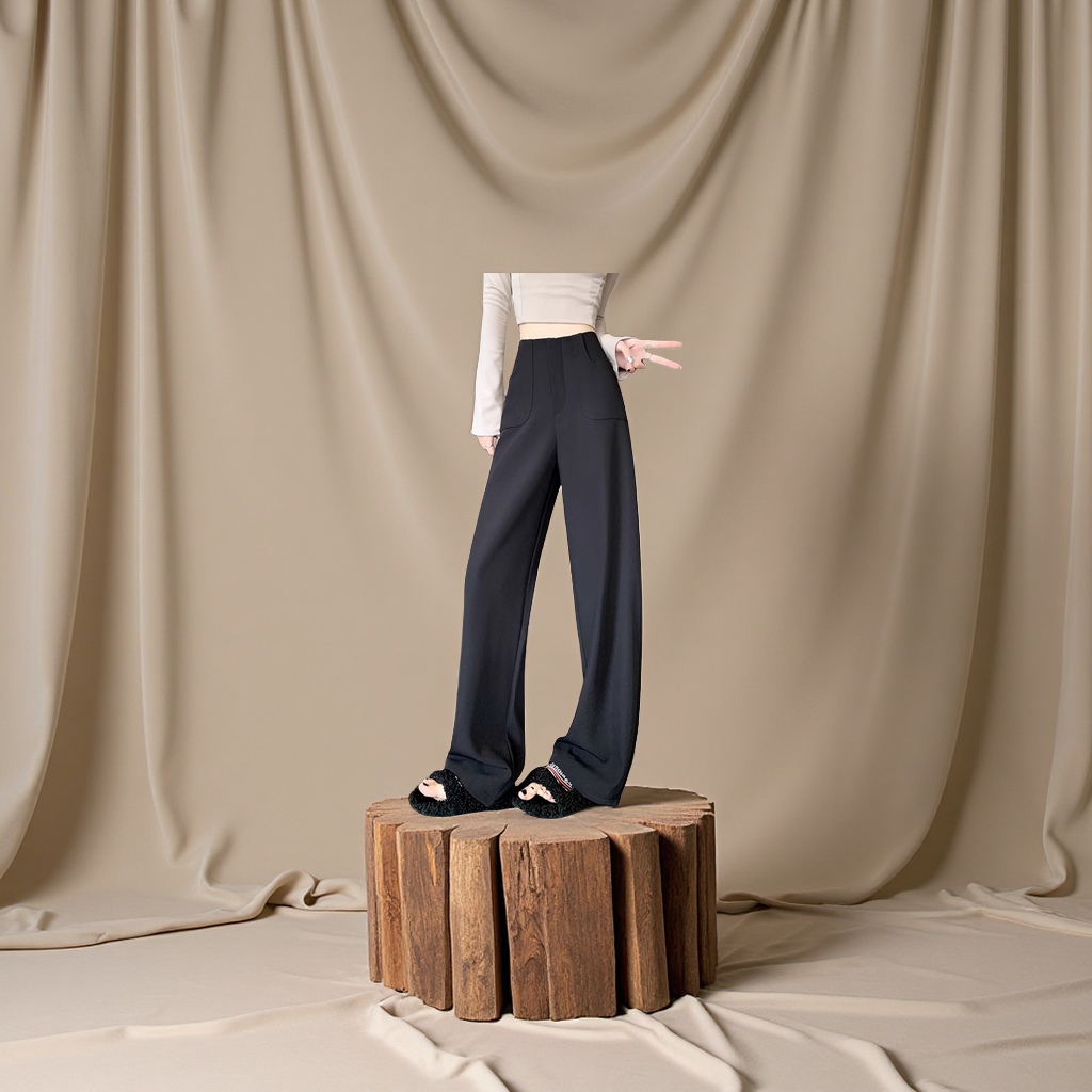 窄版西装裤女秋季2025新款宽松高腰垂感休闲长裤百搭直筒阔腿裤子