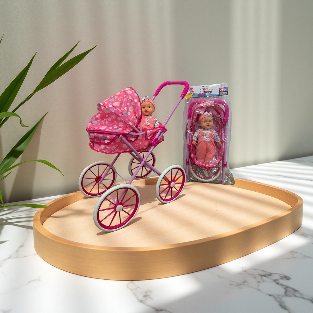 娃娃推车儿童玩具女孩过家家小推车带娃娃洋娃娃宝宝婴儿手推车适合女童玩耍陪伴学习学步车母婴用品宝宝