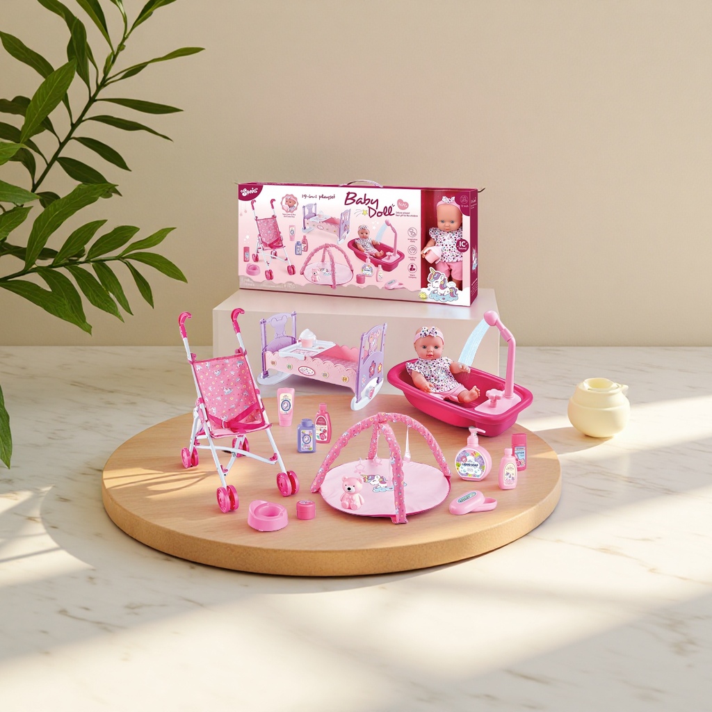 儿童玩具女孩过家家小推车带娃娃洋娃娃宝宝婴儿手推车女童公主36cm