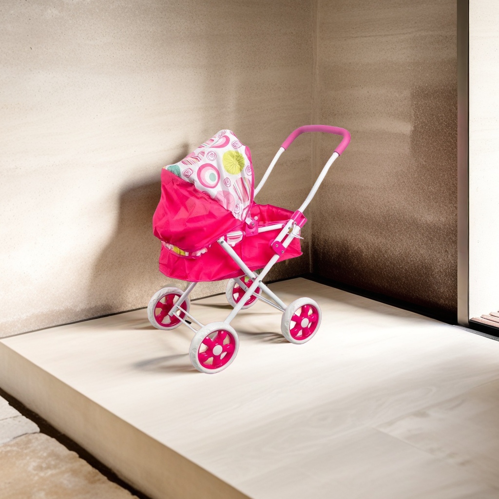 婴儿伞柄推车儿童玩具女孩过家家小推车带娃娃洋娃娃宝宝手推车白底实物图