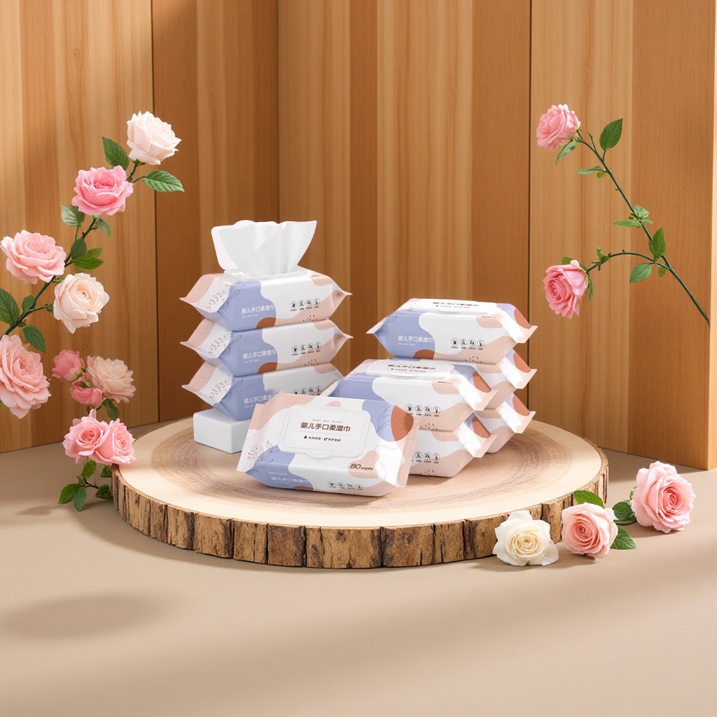 Baby and maternity special large package baby wet wipes, children's face washing, hand and mouth cleaning wet wipes, soft and unscented baby wet wipes