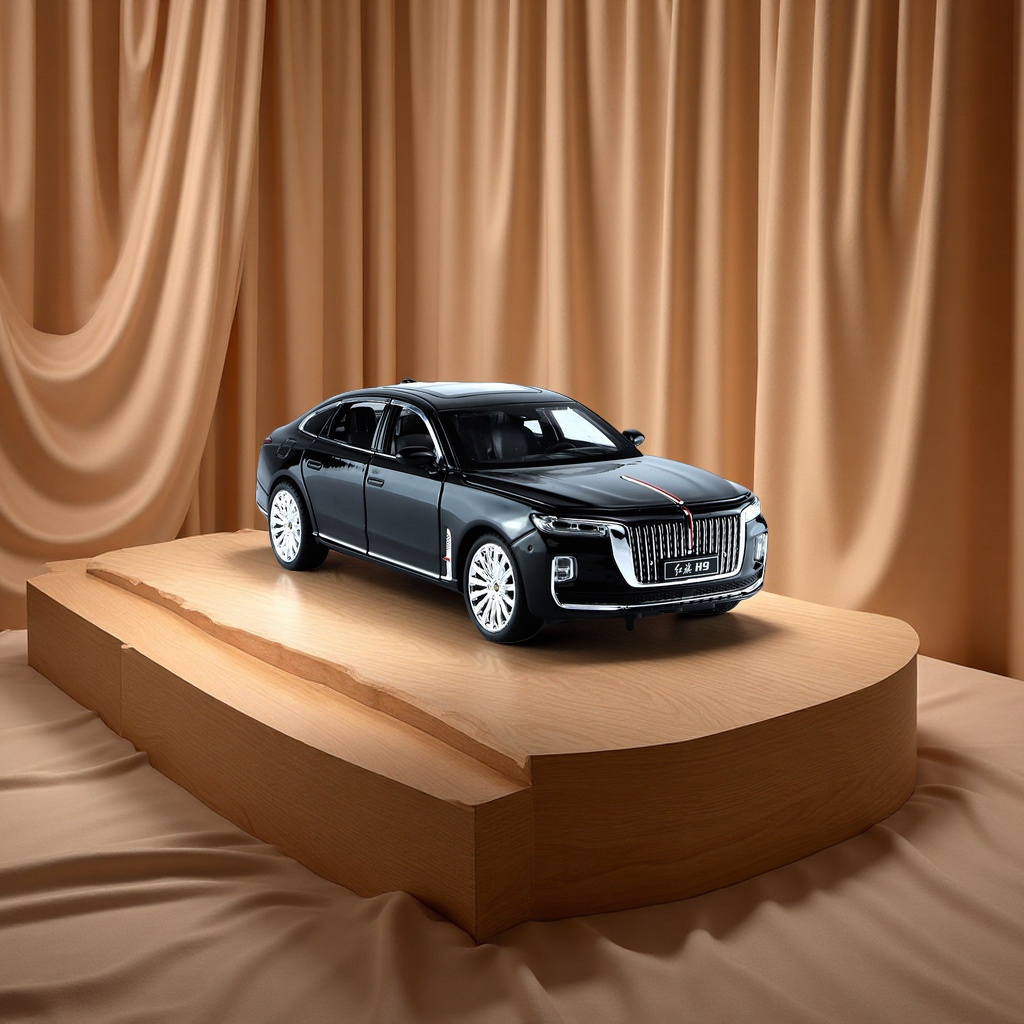 车致24352盒装红旗H9汽车仿真声光回力合金模型儿童玩具1/24车模型