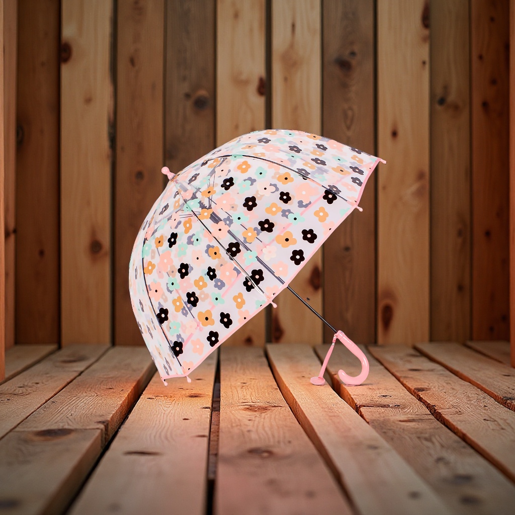 The new 24-year InS-style children's transparent umbrella with patterned bubble umbrella and cute arched 19-inch small flower umbrella is a children's rain gear