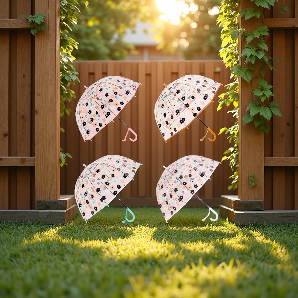 The new 24-year InS-style children's transparent umbrella with patterned bubble umbrella and cute arched 19-inch small flower umbrella is a children's rain gear Item Picture