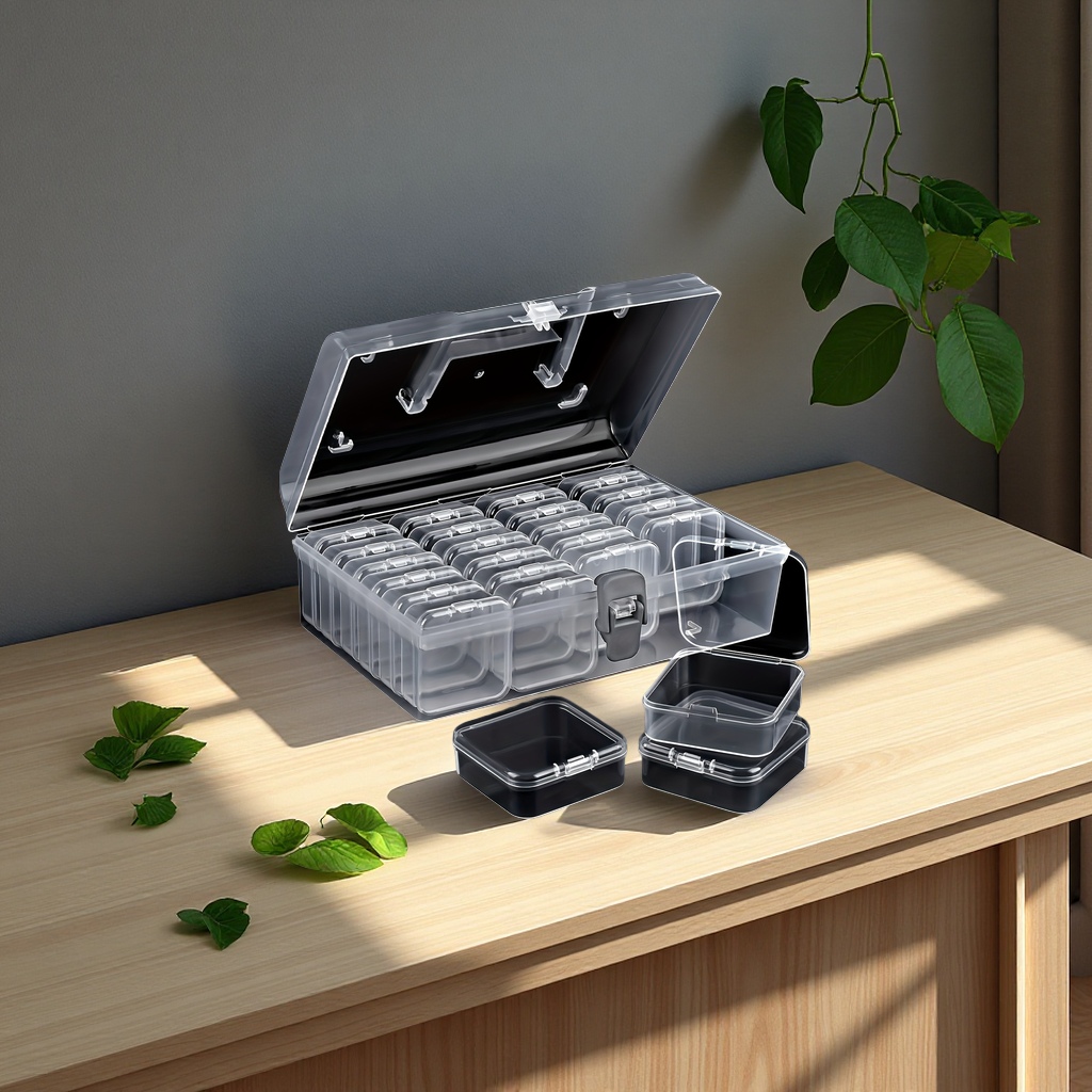 Desktop transparent square storage box, hand-held snack organization box with lid, dormitory storage box with buttons, multi-functional storage box Application Scenario