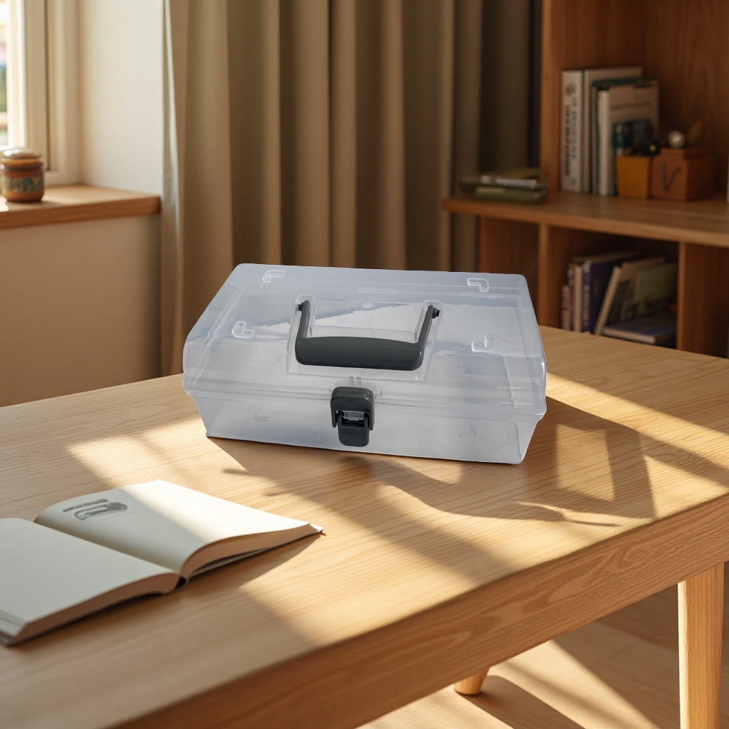 Desktop transparent square storage box, hand-held snack organization box with lid, dormitory storage box with buttons, multi-functional storage box Item Picture