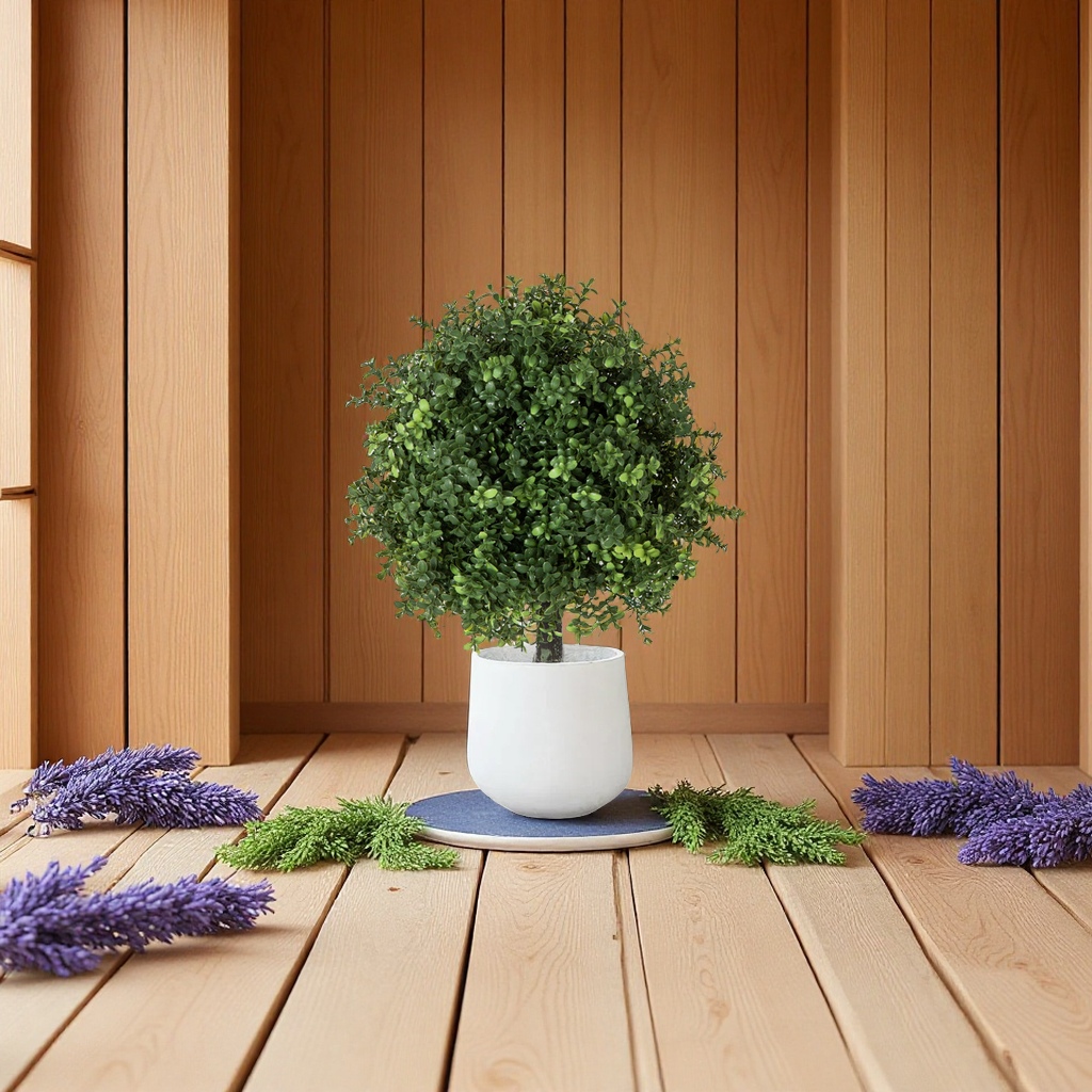 Amazon burst simulación de plantación verde ciprés simulación boj tierra de madera insertado ciprés pequeño bonsai lavanda árbol falso maceta simulación ornamento de plantas details Picture