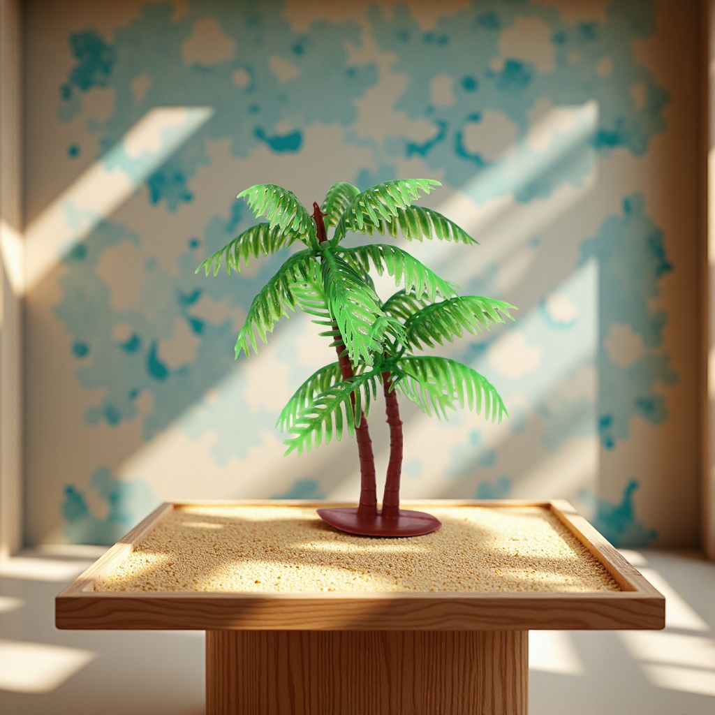 Factory direct supply of new coconut tree sand table models, green plant simulation handicrafts, resin in stock for wholesale details Picture