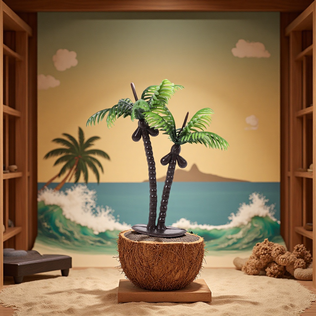Factory direct supply of new coconut tree sand table models, green plant simulation handicrafts, resin in stock for wholesale Specification image