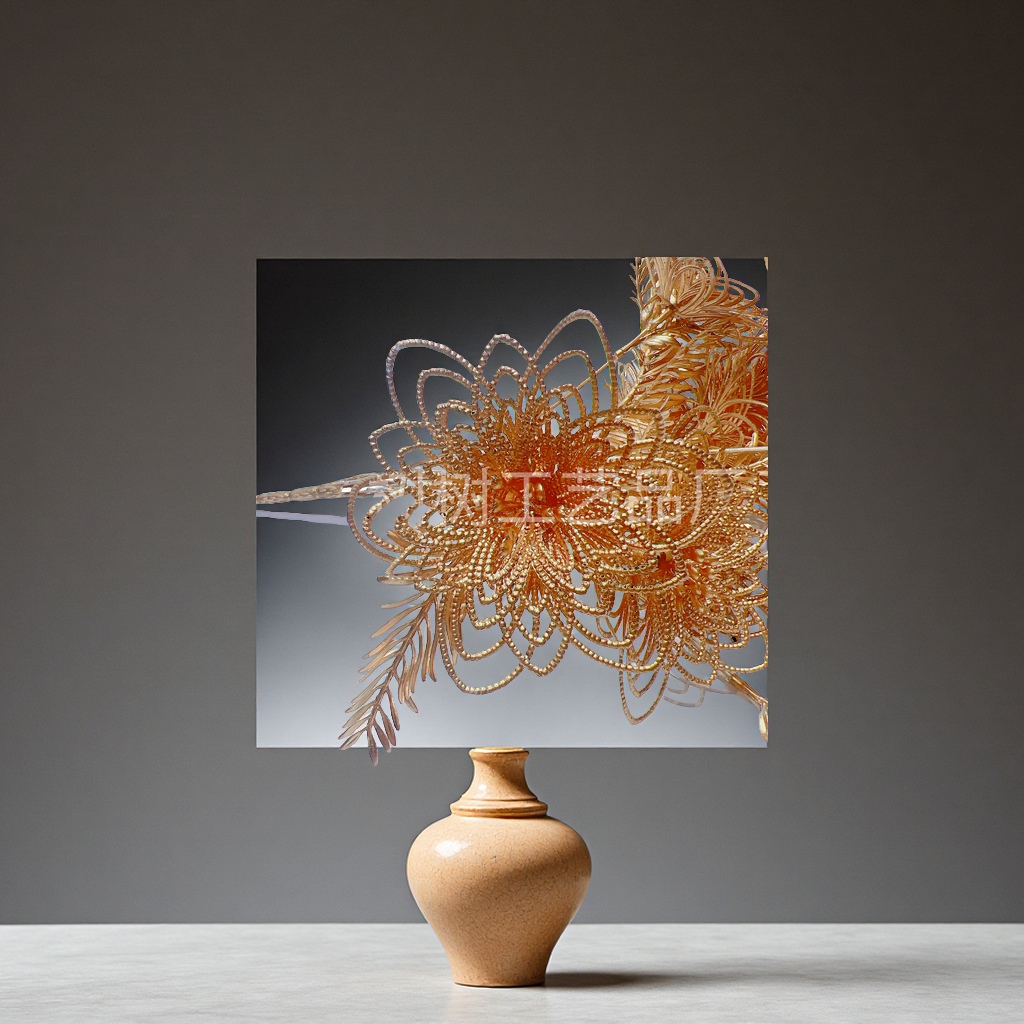 Golden artificial flowers, Christmas flowers, wedding decoration bouquets, bucket accessories, decorative floral arrangement supplies, artificial flowers, pu bouquets details Picture