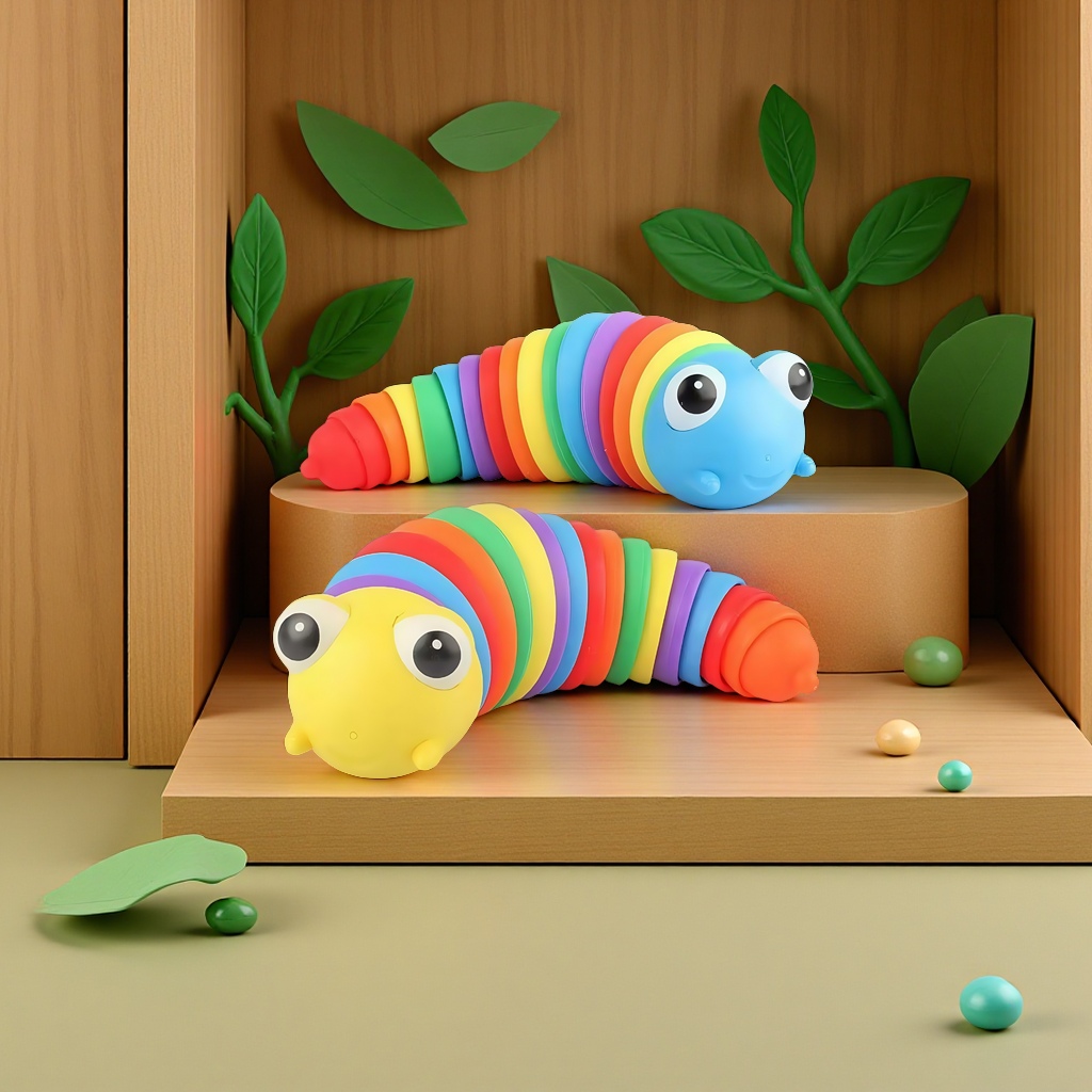 抖音同款百变鼻涕虫益智减压玩具七彩彩虹毛毛虫解压神器儿童成人适用