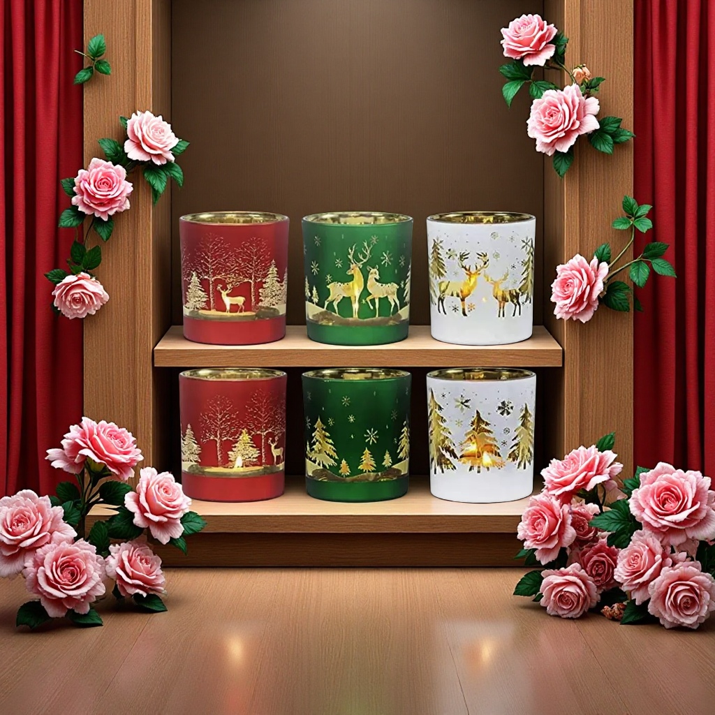Customized wholesale Christmas festival ornaments, electroplated deer scented candles, romantic light-sensitive essential oil aromatherapy lighting fixtures